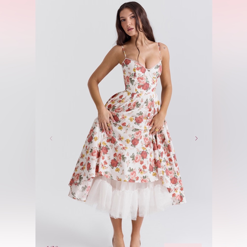 House of CB MADEMOISELLE Italian Floral Midi Dress